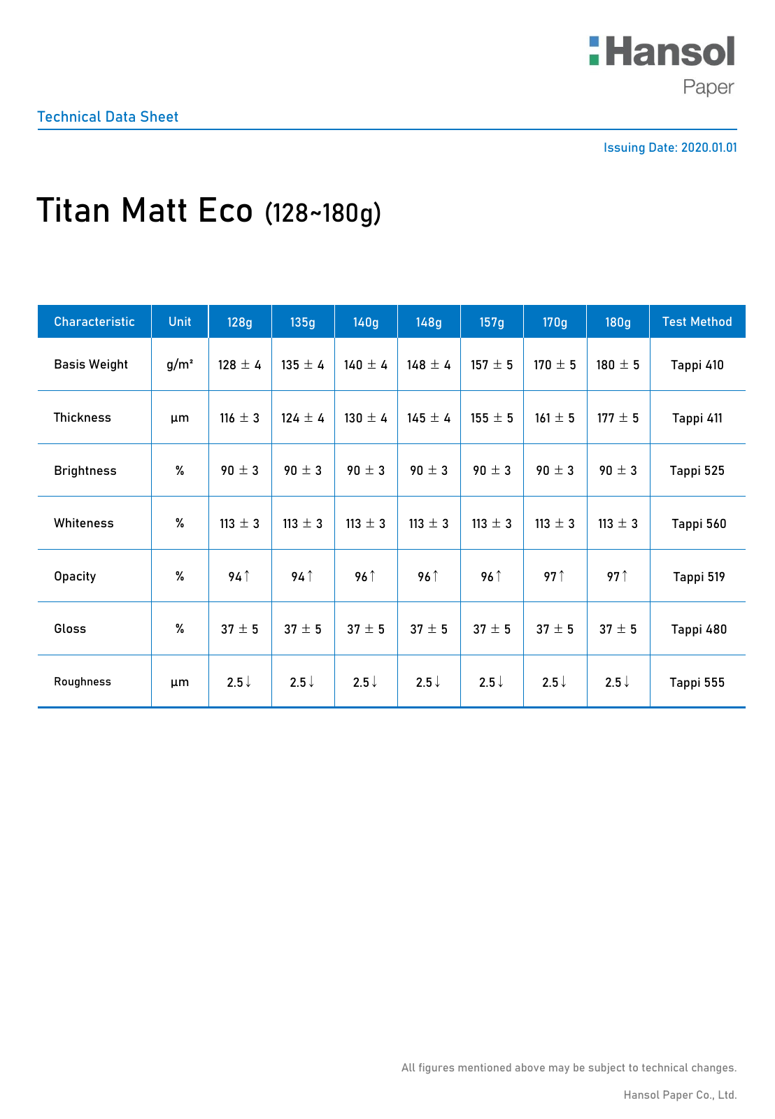 Hansol · Titan Matt Eco